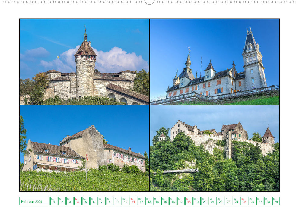 Schlösser und Burgen in der nördlichen Schweiz (CALVENDO Wandkalender 2024)