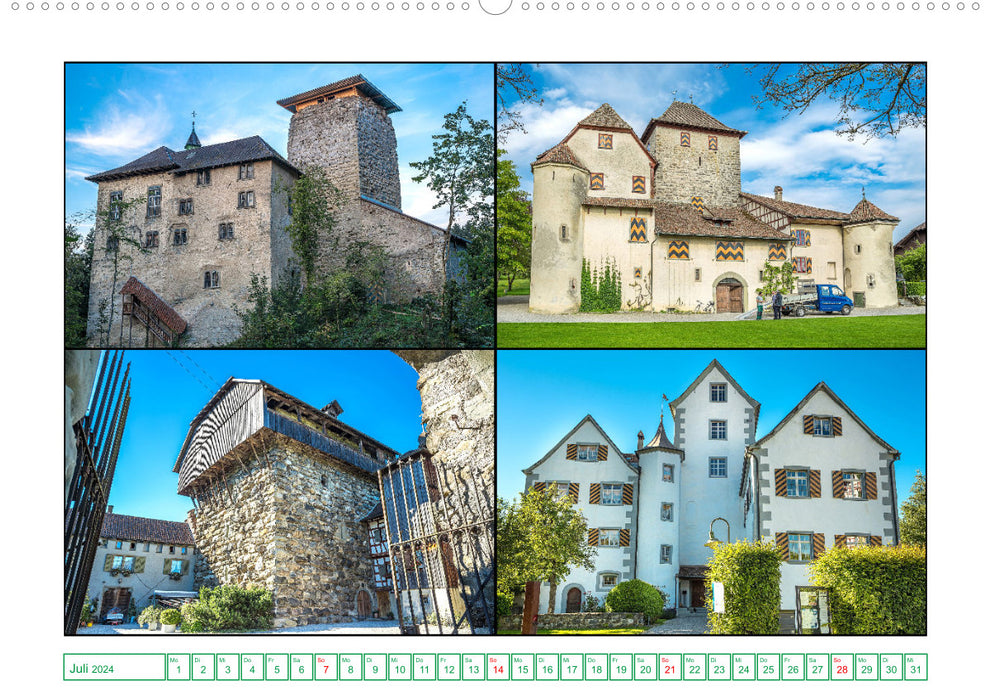 Palaces and fortresses in northern Switzerland (CALVENDO wall calendar 2024) 
