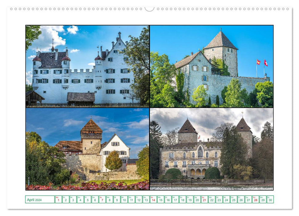 Schlösser und Burgen in der nördlichen Schweiz (CALVENDO Premium Wandkalender 2024)