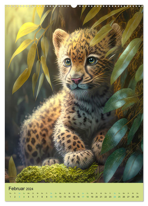 Jungle Babies – Illustration (Calvendo Premium Calendrier mural 2024) 