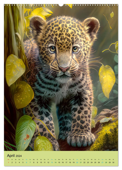 Jungle Babies – Illustration (Calvendo Premium Calendrier mural 2024) 
