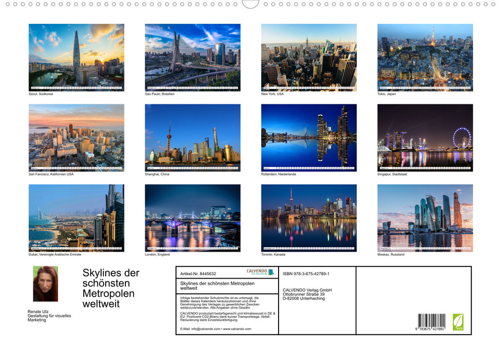 Skylines der schönsten Metropolen weltweit (CALVENDO Wandkalender 2024)