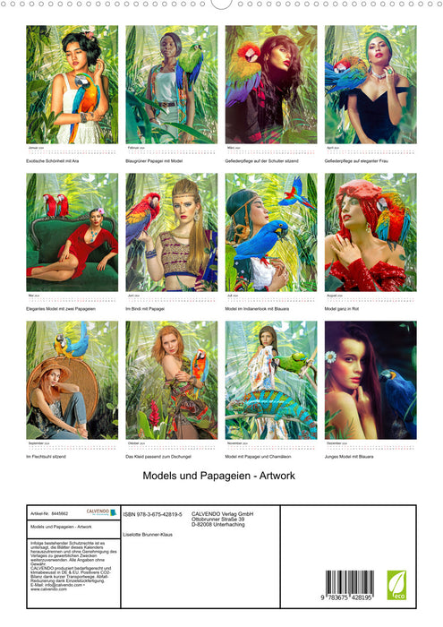 Models and Parrots - Artwork (CALVENDO Premium Wall Calendar 2024) 