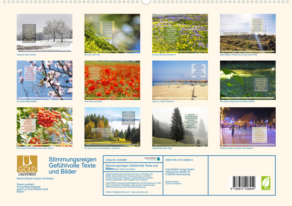 Stimmungsreigen Gefühlvolle Texte und Bilder (CALVENDO Premium Wandkalender 2024)
