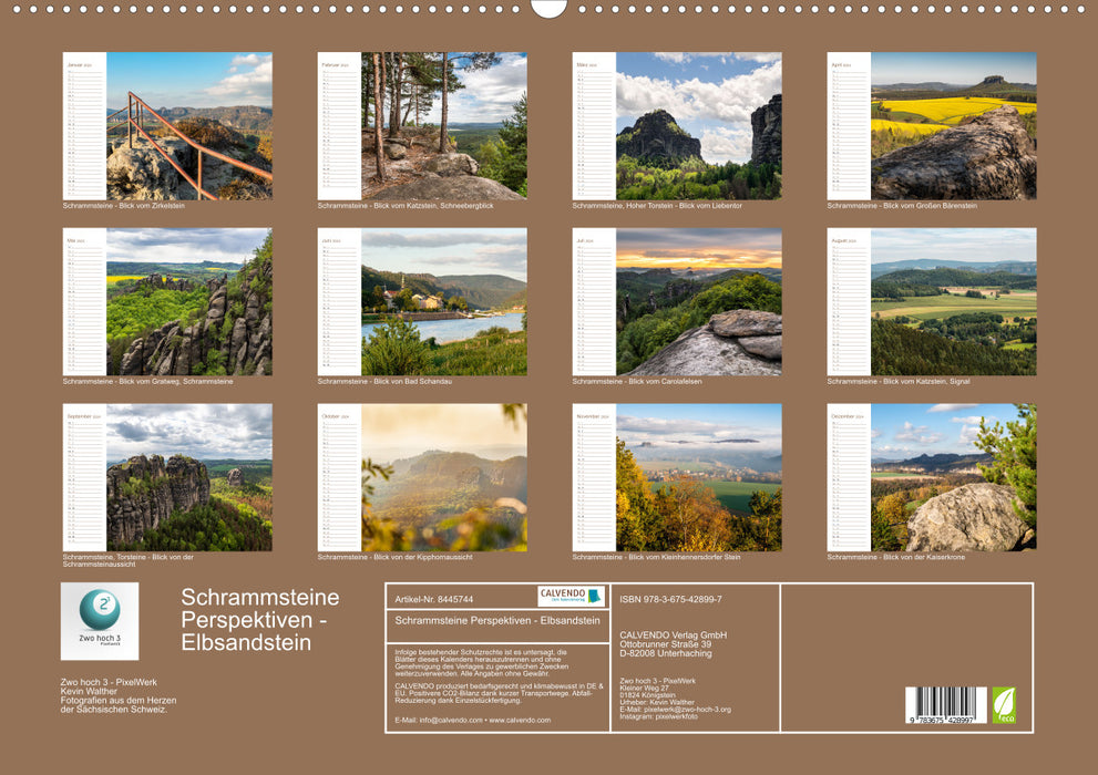 Schrammsteine Perspektiven - Elbsandstein (CALVENDO Wandkalender 2024)