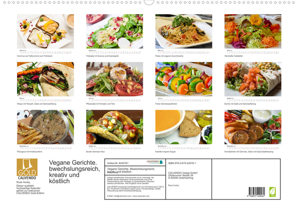 Vegan dishes. Varied, creative and delicious (CALVENDO wall calendar 2024) 