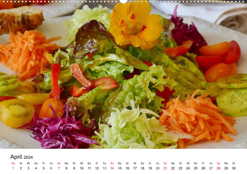 Vegane Gerichte. Abwechslungsreich, kreativ und köstlich (CALVENDO Wandkalender 2024)