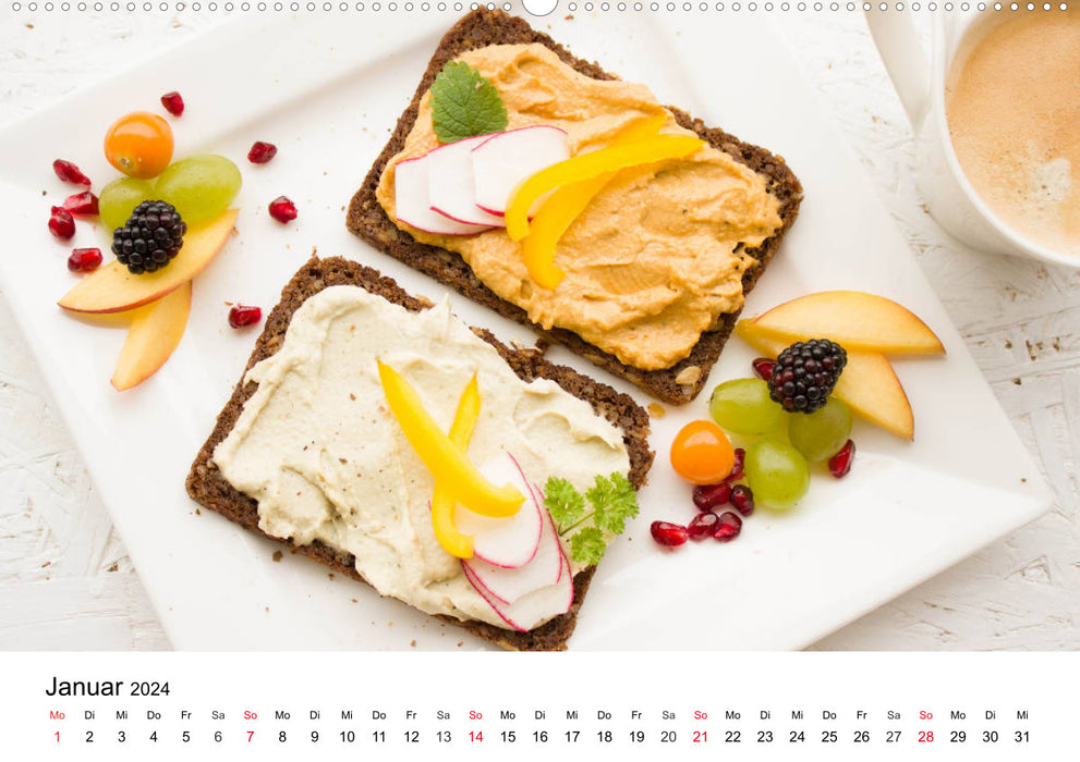 Vegan dishes. Varied, creative and delicious (CALVENDO Premium Wall Calendar 2024) 