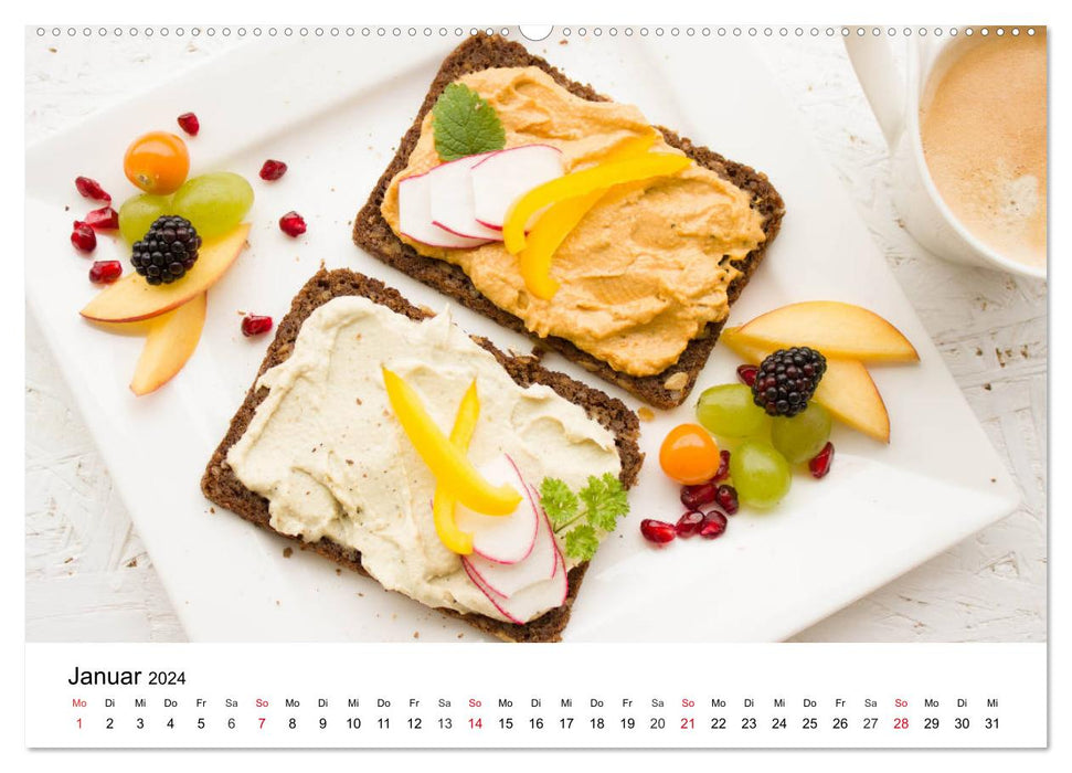 Vegane Gerichte. Abwechslungsreich, kreativ und köstlich (CALVENDO Premium Wandkalender 2024)