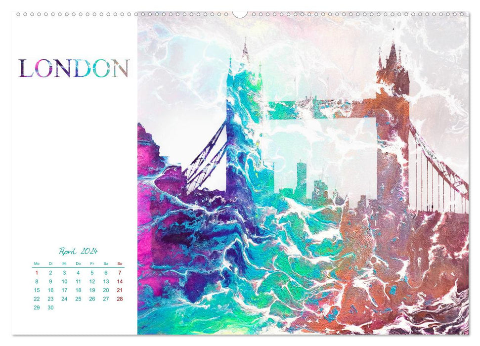 Colorful metropolises - artistic skylines of well-known world cities (CALVENDO wall calendar 2024) 