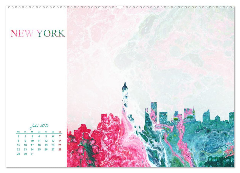 Colorful metropolises - artistic skylines of well-known world cities (CALVENDO Premium Wall Calendar 2024) 
