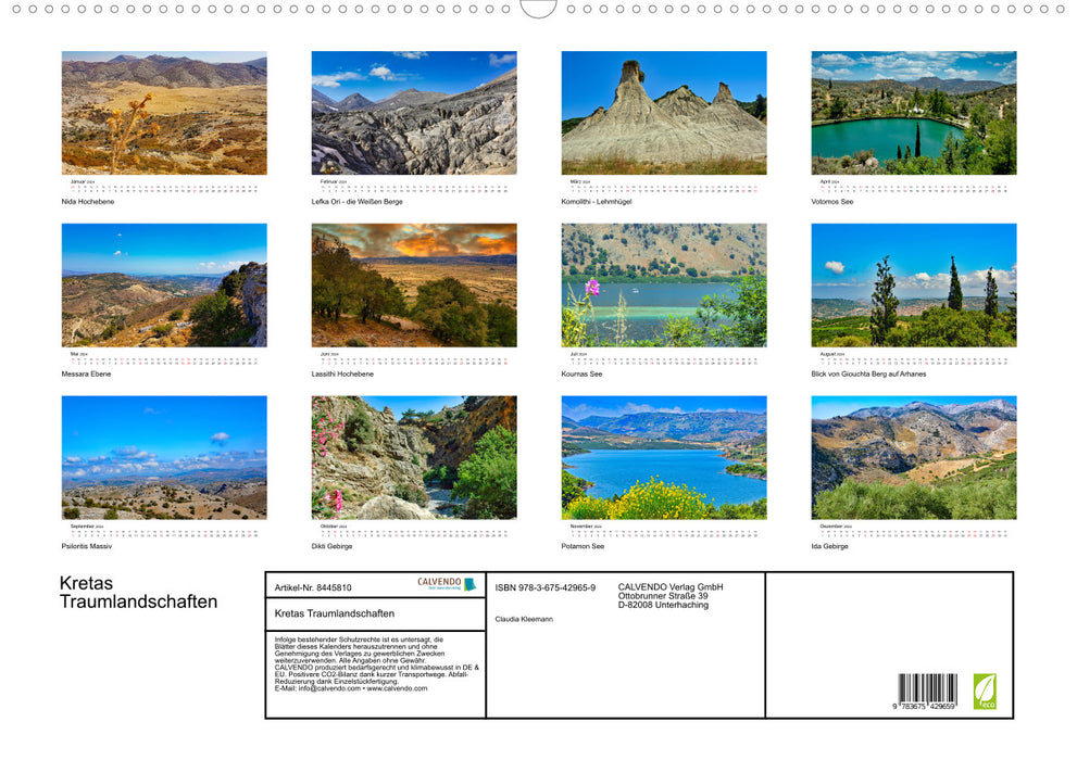 Les paysages de rêve de Crète (Calendrier mural CALVENDO 2024) 