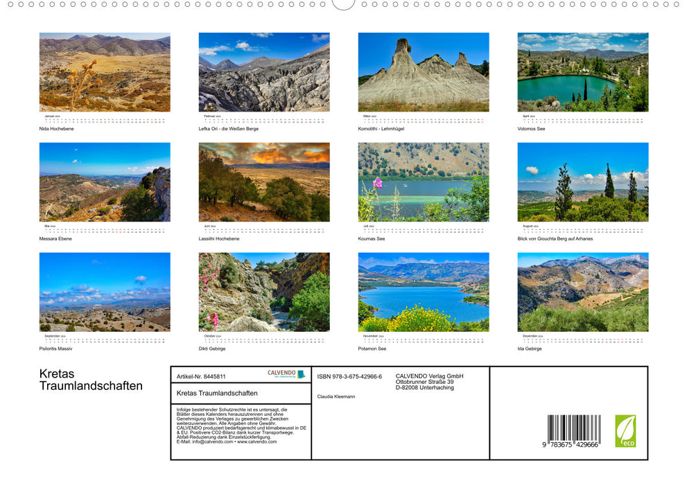 Les paysages de rêve de Crète (Calendrier mural CALVENDO Premium 2024) 