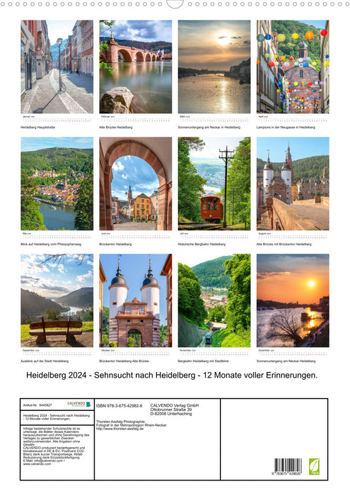 Heidelberg 2024 - Sehnsucht nach Heidelberg - 12 Monate voller Erinnerungen (CALVENDO Wandkalender 2024)