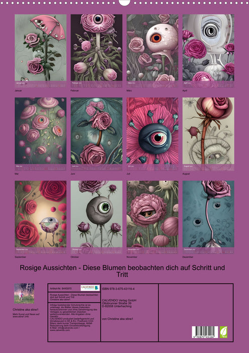 Rosige Aussichten - Diese Blumen beobachten dich auf Schritt und Tritt (CALVENDO Wandkalender 2024)