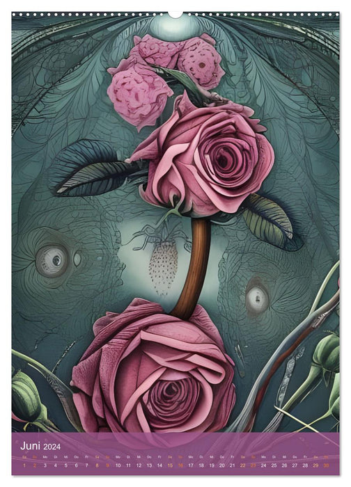 Perspectives roses - Ces fleurs surveillent chacun de vos pas (Calendrier mural CALVENDO 2024) 