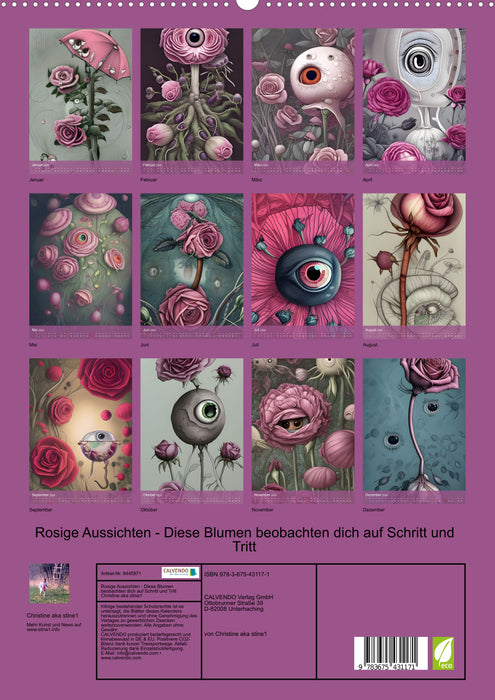 Rosige Aussichten - Diese Blumen beobachten dich auf Schritt und Tritt (CALVENDO Premium Wandkalender 2024)