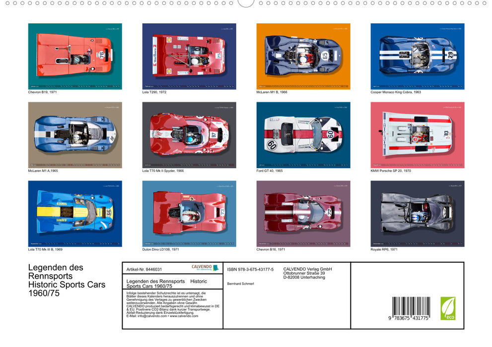 Legenden des Rennsports  Historic Sports Cars 1960-1975 (CALVENDO Premium Wandkalender 2024)