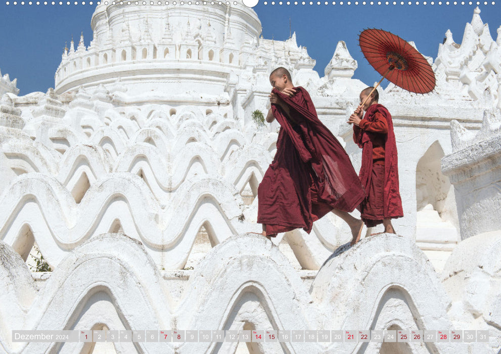 IN THE KINGDOM OF THE BUDDHA - THE RED UMBRELLA (CALVENDO wall calendar 2024) 