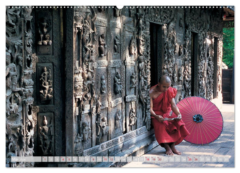 IM REICH DES BUDDHA - DER ROTE SCHIRM (CALVENDO Wandkalender 2024)