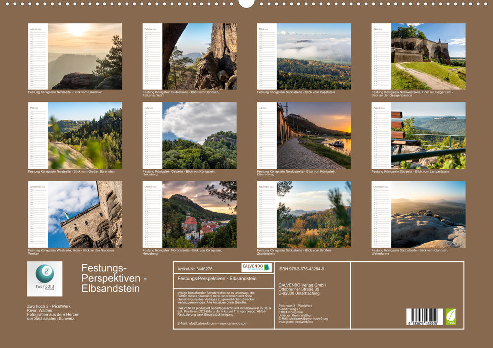 Festungsperspektiven - Elbsandstein (CALVENDO Wandkalender 2024)