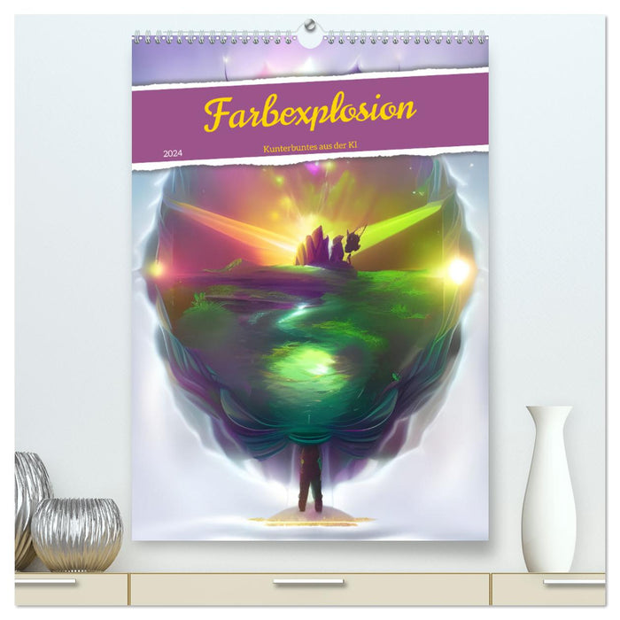 Farbexplosion - Kunterbuntes aus der KI (CALVENDO Premium Wandkalender 2024)