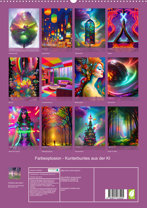 Farbexplosion - Kunterbuntes aus der KI (CALVENDO Premium Wandkalender 2024)