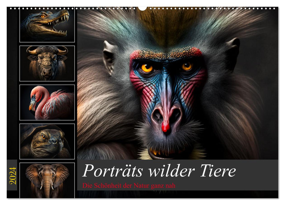 Porträts wilder Tiere (CALVENDO Wandkalender 2024)