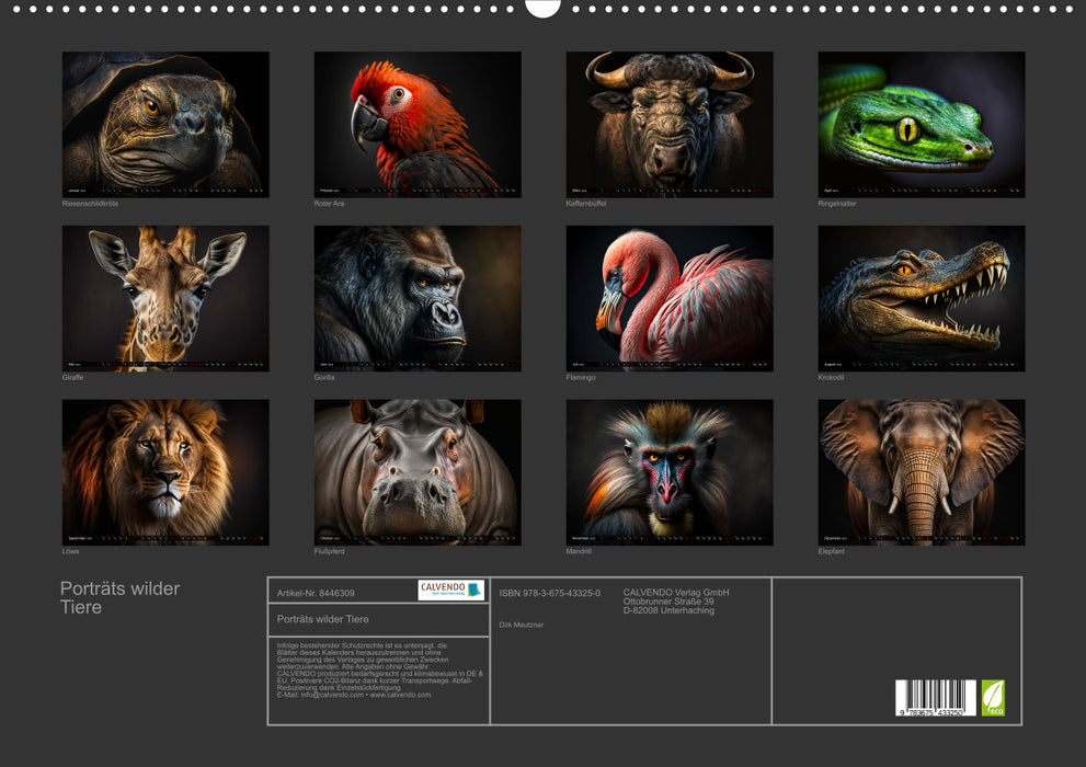 Portraits of wild animals (CALVENDO wall calendar 2024) 