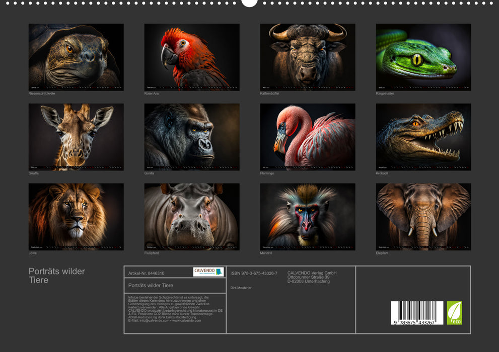 Portraits of wild animals (CALVENDO Premium Wall Calendar 2024) 