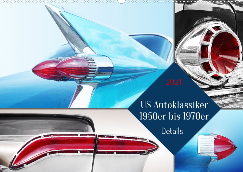 US Autoklassiker 1950er bis 1970er Details (CALVENDO Wandkalender 2024)