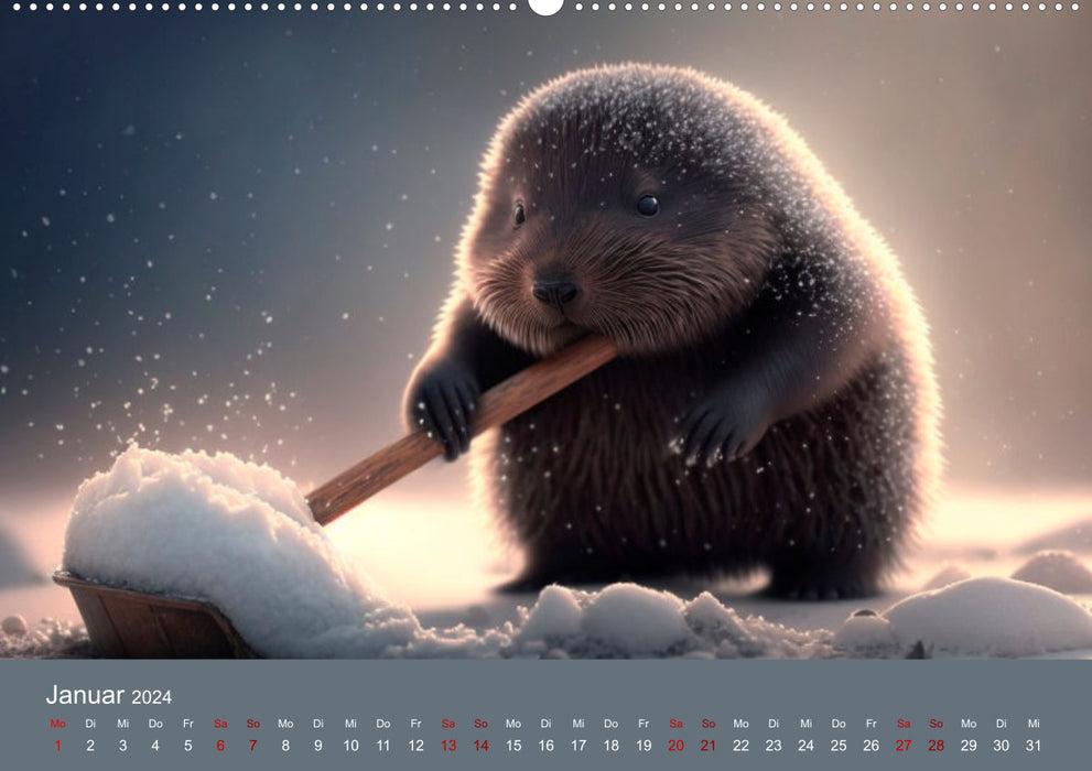 Mole Mania A year full of absurd adventures (CALVENDO Premium Wall Calendar 2024) 