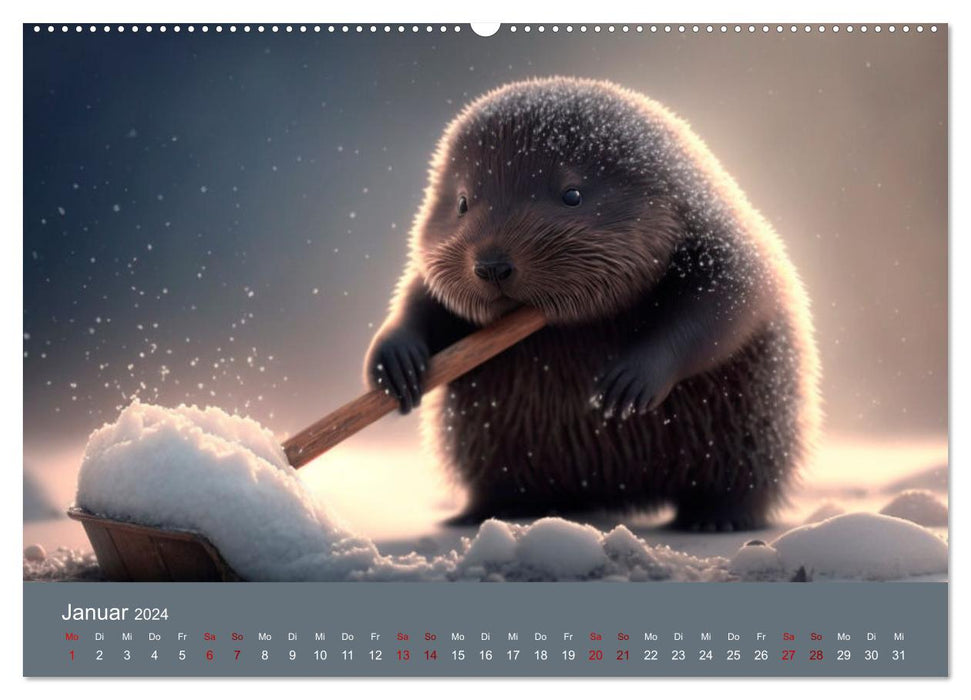 Mole Mania Une année pleine d'aventures absurdes (Calendrier mural CALVENDO Premium 2024) 