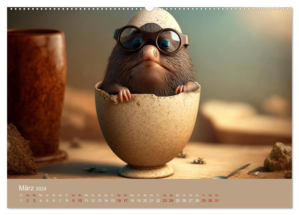 Mole Mania Une année pleine d'aventures absurdes (Calendrier mural CALVENDO Premium 2024) 