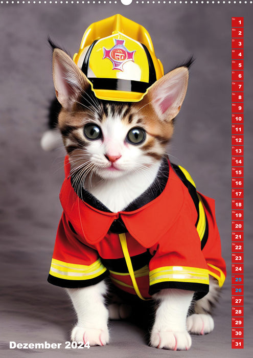 Feuerwehr - Tierischer Feuerwehrkalender (CALVENDO Wandkalender 2024)