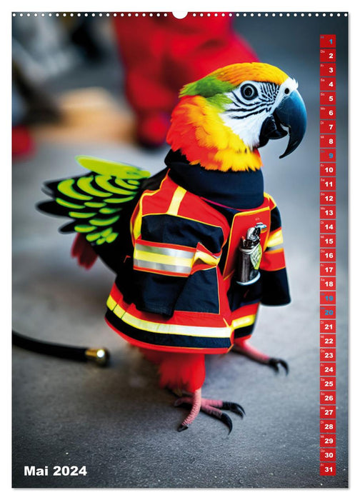 Feuerwehr - Tierischer Feuerwehrkalender (CALVENDO Wandkalender 2024)