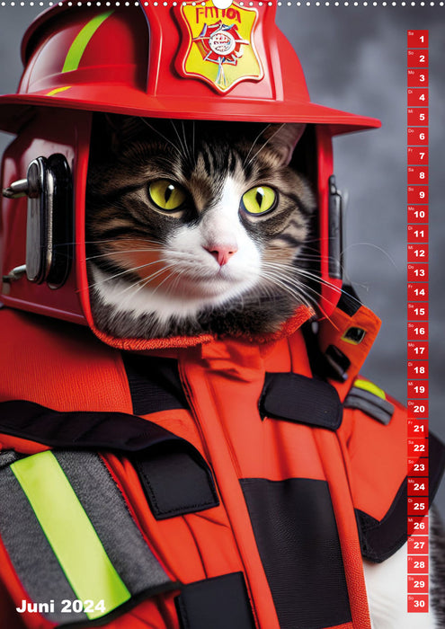 Fire Department - Animal Fire Department Calendar (CALVENDO Wall Calendar 2024) 