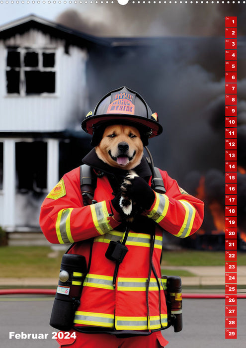 Fire Department - Animal Fire Department Calendar (CALVENDO Premium Wall Calendar 2024) 