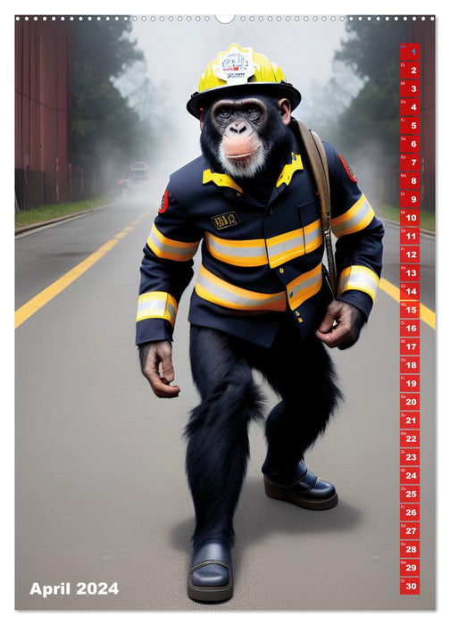 Feuerwehr - Tierischer Feuerwehrkalender (CALVENDO Premium Wandkalender 2024)