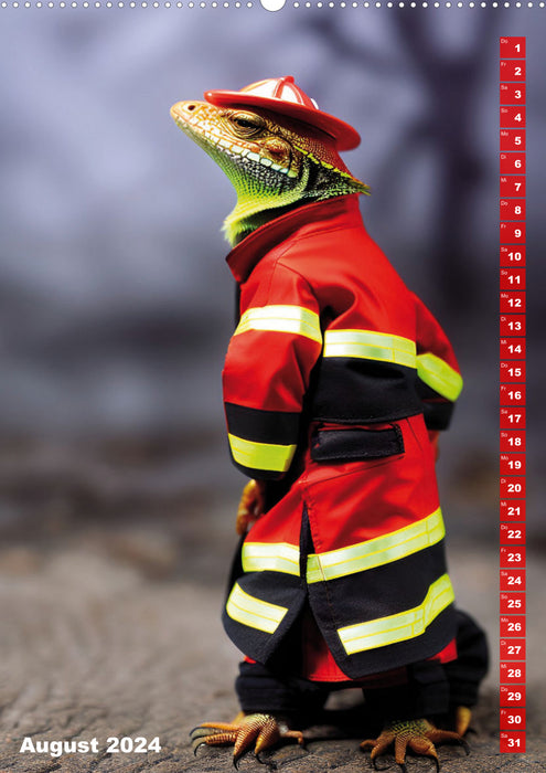 Feuerwehr - Tierischer Feuerwehrkalender (CALVENDO Premium Wandkalender 2024)