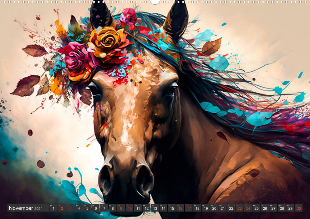 Horses and flowers (CALVENDO wall calendar 2024) 