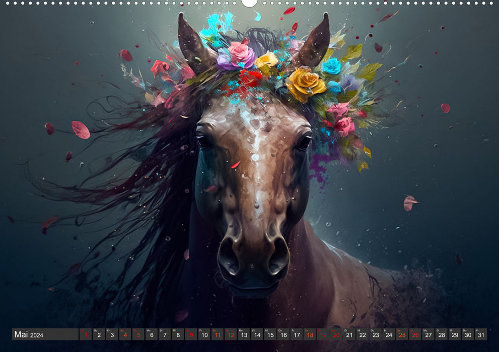 Horses and flowers (CALVENDO wall calendar 2024) 