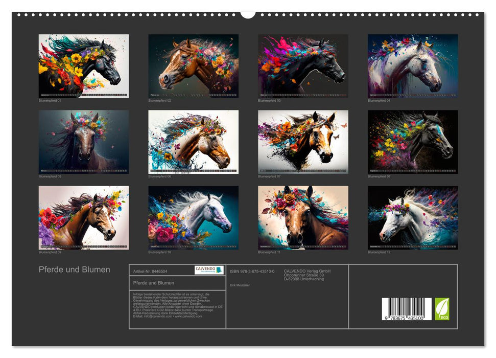 Pferde und Blumen (CALVENDO Premium Wandkalender 2024)