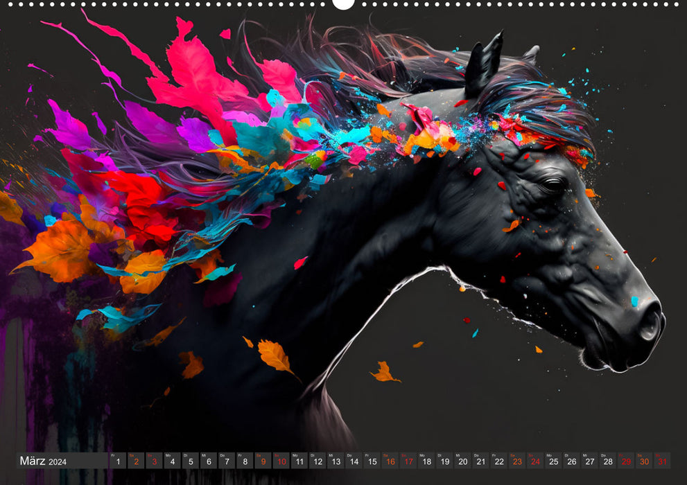 Horses and Flowers (CALVENDO Premium Wall Calendar 2024) 