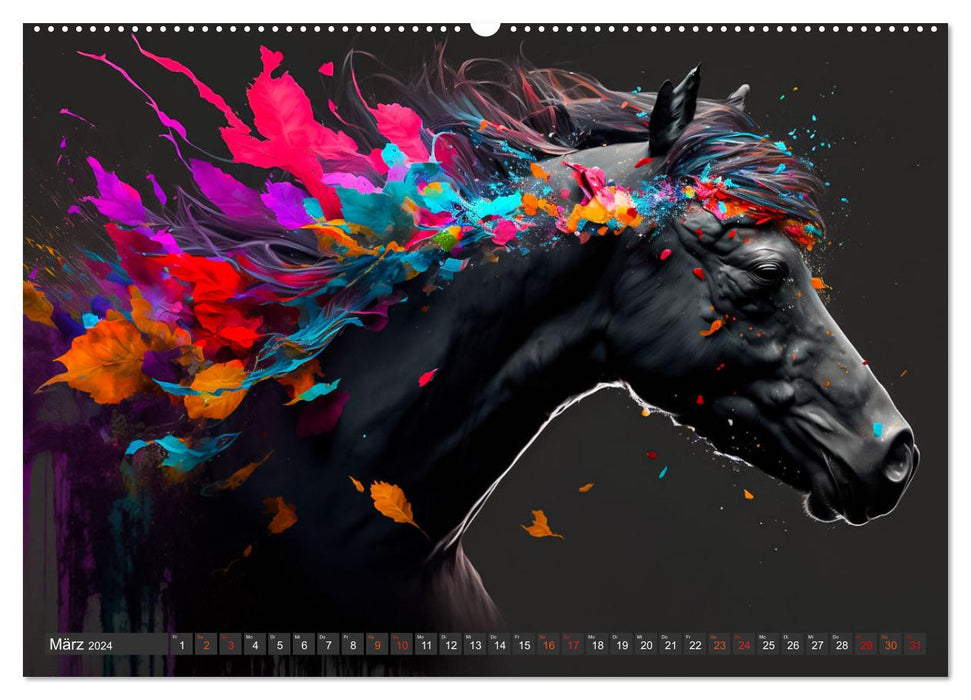 Horses and Flowers (CALVENDO Premium Wall Calendar 2024) 