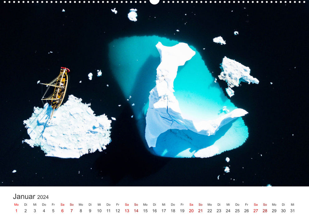 Entre les icebergs au Groenland (Calendrier mural CALVENDO 2024) 