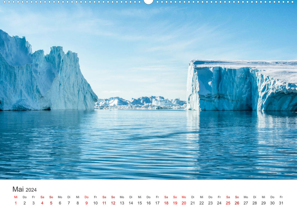 Entre les icebergs du Groenland (Calendrier mural CALVENDO Premium 2024)