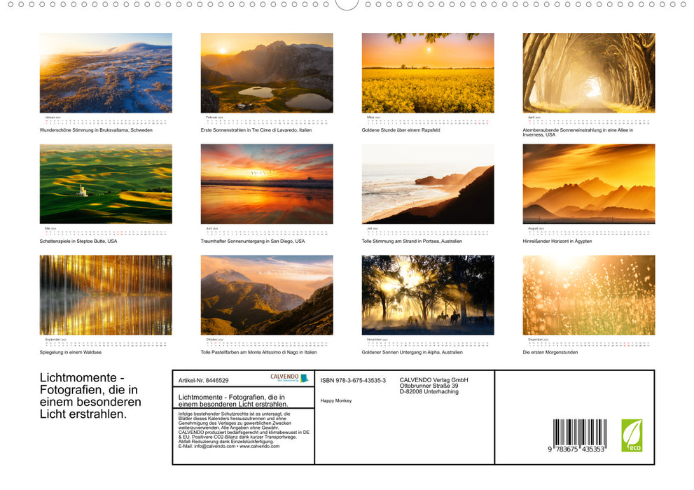 Lichtmomente - Fotografien, die in einem besonderen Licht erstrahlen. (CALVENDO Premium Wandkalender 2024)