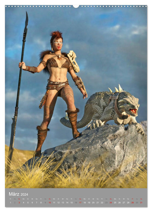 Fantasy Kriegerinnen (CALVENDO Wandkalender 2024)