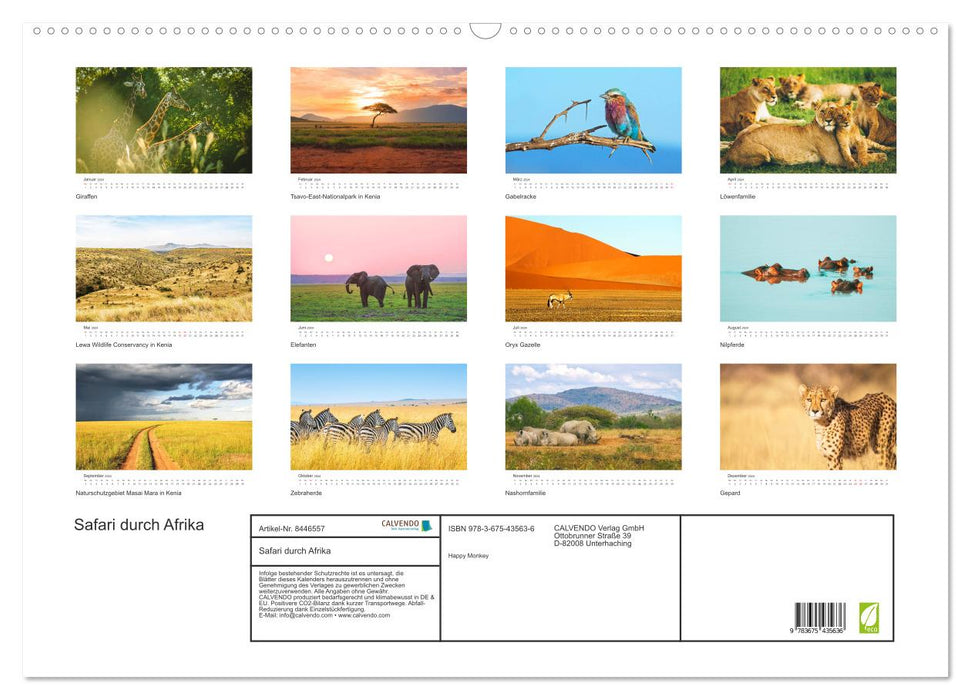 Safari durch Afrika (CALVENDO Wandkalender 2024)